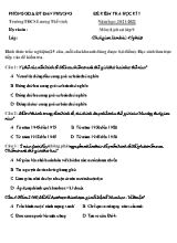 Đề kiểm tra học kì I môn Lịch sử Lớp 9 - Năm học 2021-2022